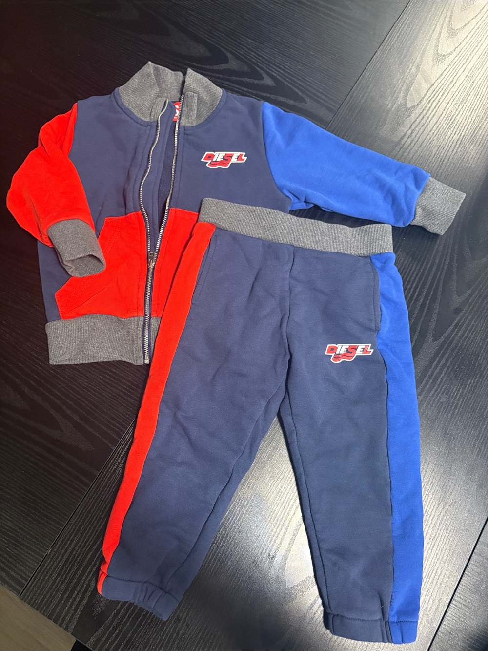 Diesel Toddler Navy Red Blue Colorblock Jogger Set - Logo